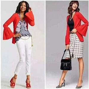 Cabi‎ Hibiscus Trumpet Sleeve Ribbed Cardigan Style 5285 Size Small